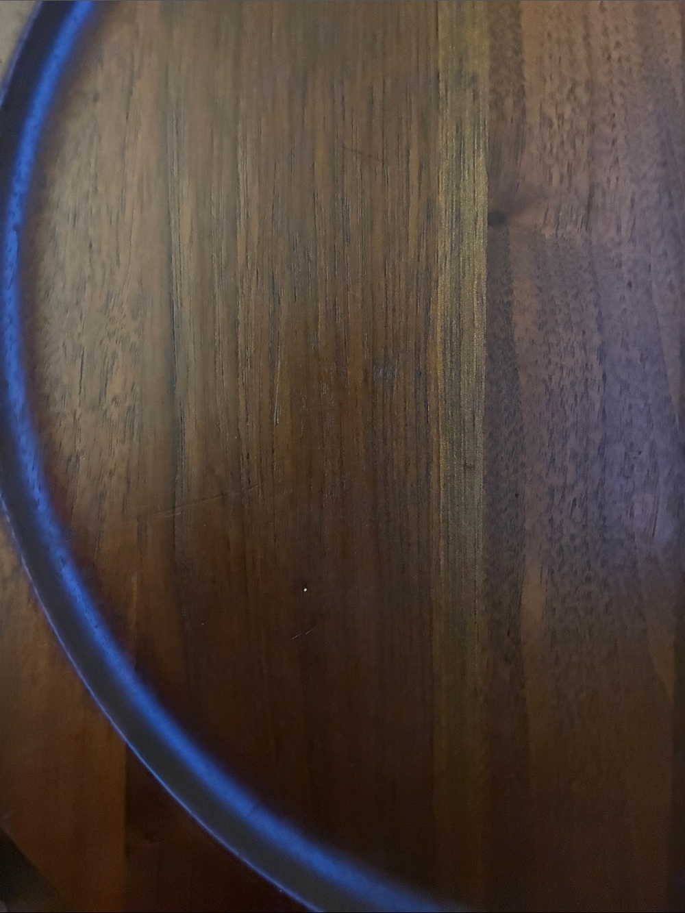 Ozark Native Wood Prod Walnutware Solid Walnut Round Wood Serving Tray w/Handles - Picture 7 of 13